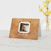 窓辺のテディベア　ノスタルジック写真グリーティングカード カード (黄色い花)