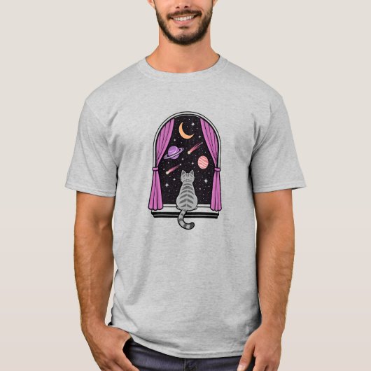 窓辺のネコ Tシャツ (正面)