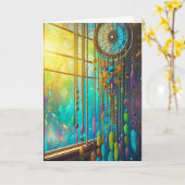 窓辺のヒーリングドリームキャッチャー | 気分が良くなりますように カード (黄色い花)