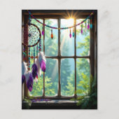 窓辺のプリティー・パープル・ドリームキャッチャー ポストカード (正面)