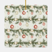 窓辺のモミの木とクリスマスのシカ セラミックオーナメント (裏面)