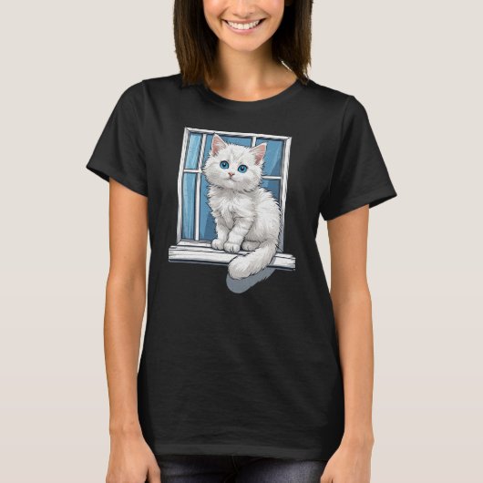 窓辺の子猫 Tシャツ (正面)