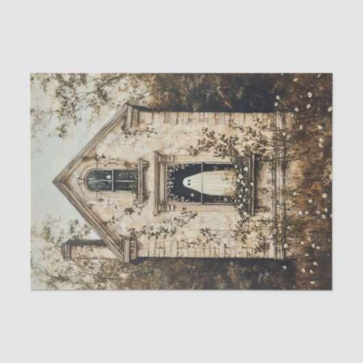 窓辺の幽霊、ホーンテッドハウスDZ7Lデコパージュ 薄葉紙 (正面)