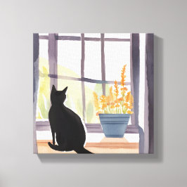 窓辺の猫 | シルエット水彩画  キャンバスプリント
