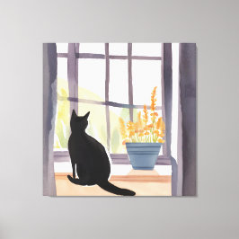 窓辺の猫 | シルエット水彩画  キャンバスプリント