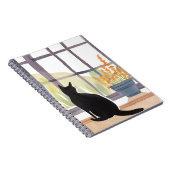 窓辺の猫 | シルエット 水彩画 ノートブック (右側)
