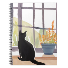 窓辺の猫 | シルエット 水彩画 ノートブック