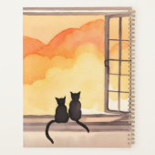 窓辺の猫｜水彩画のシルエット 日没 プランナー手帳 (裏面)