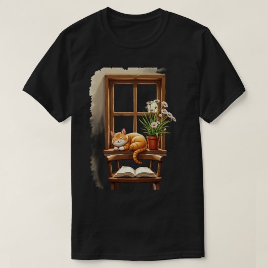 窓辺の猫 Tシャツ (デザイン正面)