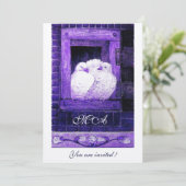 窓辺の白い鳩のモノグラム、シャンパン 招待状 (スタンド正面)