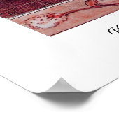 窓辺の白い鳩、アンティークな赤いピンク ポスター (角)