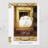 窓辺の白い鳩 モノグラム シャンパン 招待状 (正面/裏面)