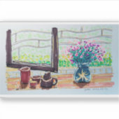 窓辺の紅茶と花 シール (正面)