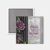 窓辺の紫のバラ - ゴシックスタイル マグネット (正面/裏面)