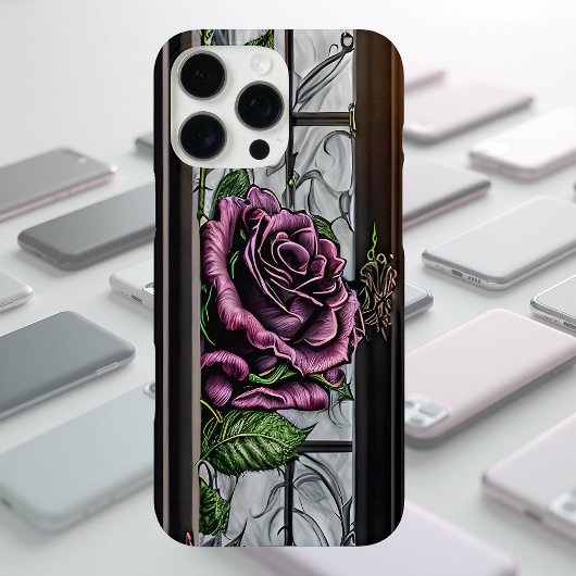 窓辺の紫のバラ - ゴシックスタイル Case-Mate iPhoneケース