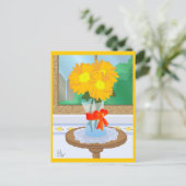 窓辺の花のポストカード ポストカード (スタンド正面)