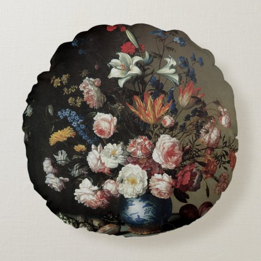 窓辺の花瓶の花 バルタザール・ファン・デル・アスト ラウンドクッション (正面)