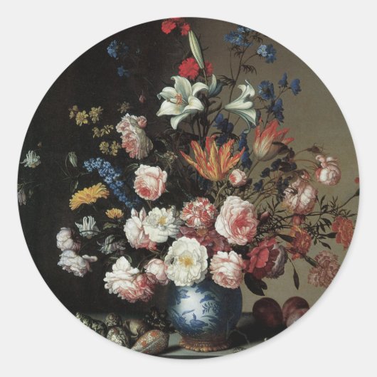 『窓辺の花瓶の花』、バルタザール・ファン・デル・アスト ラウンドシール (正面)