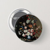『窓辺の花瓶の花』、バルタザール・ファン・デル・アスト 缶バッジ (正面&裏面)