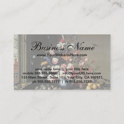 窓辺の花瓶の花、バルタザール・ヴァン・デル・アスト 名刺 (正面)