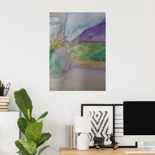 窓辺の花 ポスター (ホームオフィス)