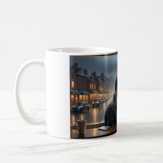窓辺の雨の恋マグ コーヒーマグカップ (左)