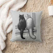 窓辺の黒猫と白猫 クッション (ブランケット)