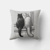 窓辺の黒猫と白猫 クッション (裏面)