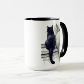 窓辺の黒猫と白猫 マグカップ (正面右)