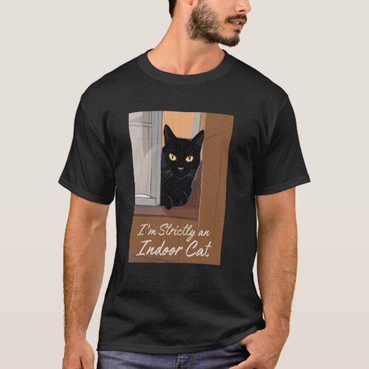 窓辺の黒猫 Tシャツ (正面)