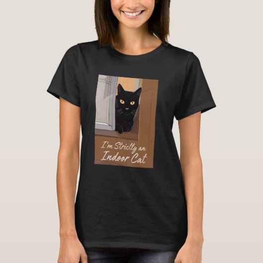 窓辺の黒猫 Tシャツ (正面)