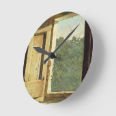 窓(キャンバスの油) ラウンド壁時計 (傾斜)