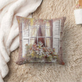 窓、シャッター、花、春の美しい クッション (ブランケット)