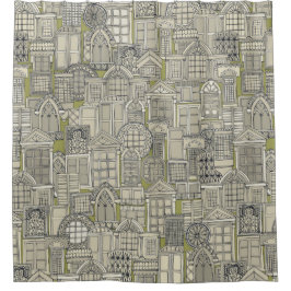 窓（緑） シャワーカーテン