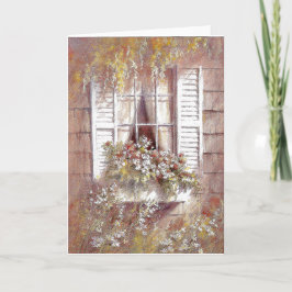 窓、花、シャッター 春の美しさ カード