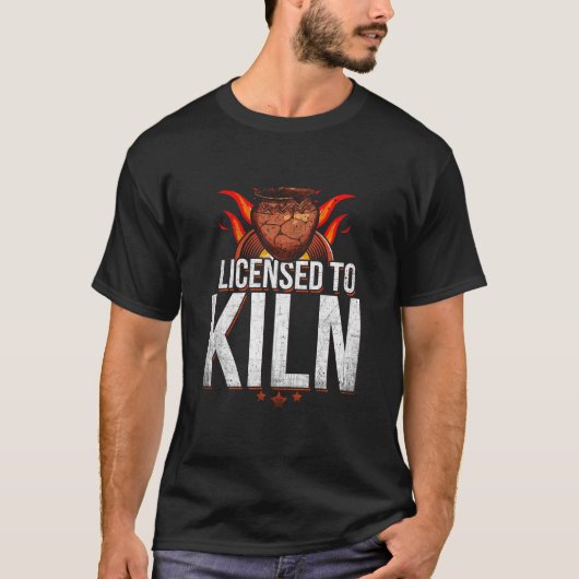 窯の陶工おもしろい免許 Tシャツ (正面)