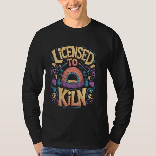 窯の陶芸のプロおもしろいンス Tシャツ (正面)
