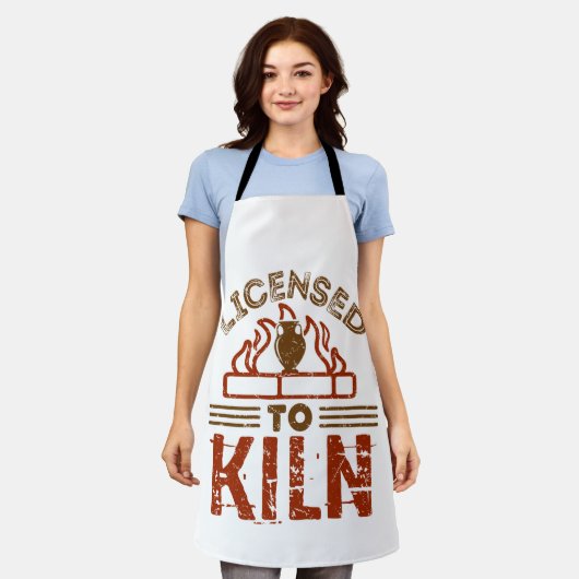 窯元の陶磁器の許可 エプロン (着用した状態)