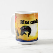 立ち上がって輝くオンドリのマグ コーヒーマグカップ (正面左)