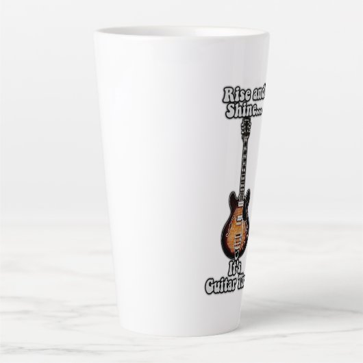 立ち上がって輝く。ギターの時間だ。ヴィンテージブラウン カフェラテマグ (正面)