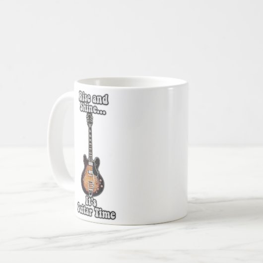 立ち上がって輝く。ギターの時間だ。ヴィンテージブラウン コーヒーマグカップ (正面左)