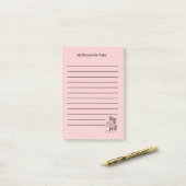 立ち上がりピンク祈の祈りの言葉リストが並び ポストイット (デスク上)