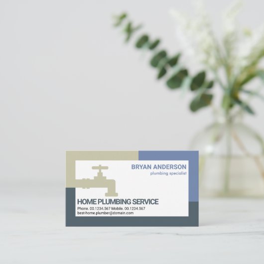 立ち上がりブルー縁ど水栓 名刺 (スタンド正面)