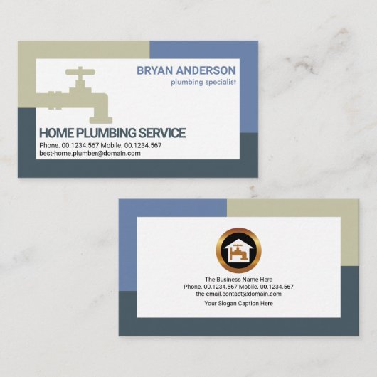 立ち上がりブルー縁ど水栓 名刺 (正面/裏面)