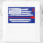 立ち上がり米国国旗 長方形シール (バッグ)