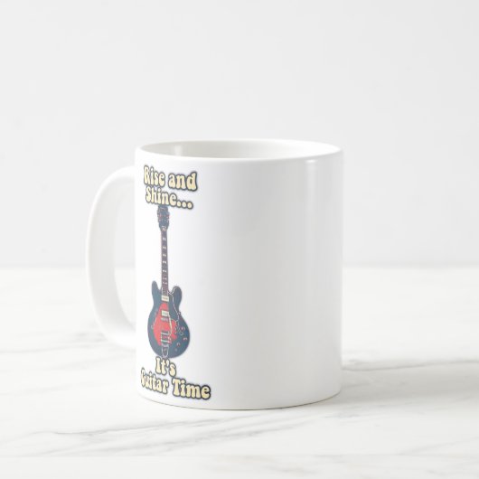 立ち上がり輝け。ギターの時間だやる気を起こさせる。 コーヒーマグカップ (正面左)