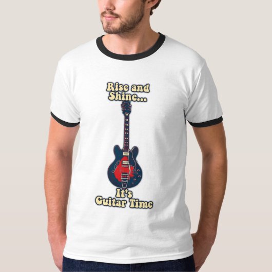 立ち上がり輝け。ギターの時間だやる気を起こさせる。 Tシャツ (正面)