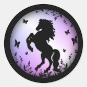 立ち上がる黒い種馬 ラウンドシール (正面)