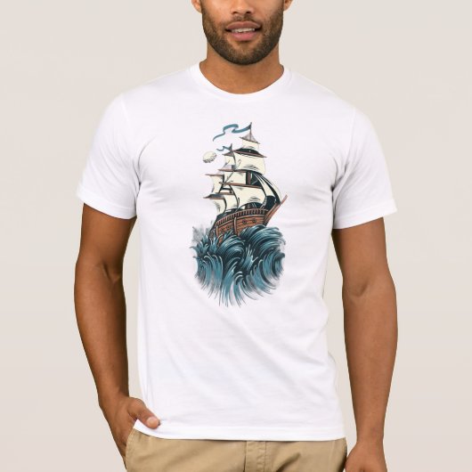 立ち向かえ | 水兵の奮闘船 メンズ Tシャツ (正面)