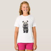 立っているかわいいパンダの子供 Tシャツ (正面フル)